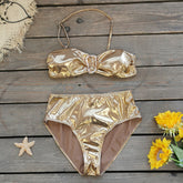 Halter Spaghetti Straps Tube Top High Waist Split Swimsuit Bikini Long Sleeve Dress Blouse